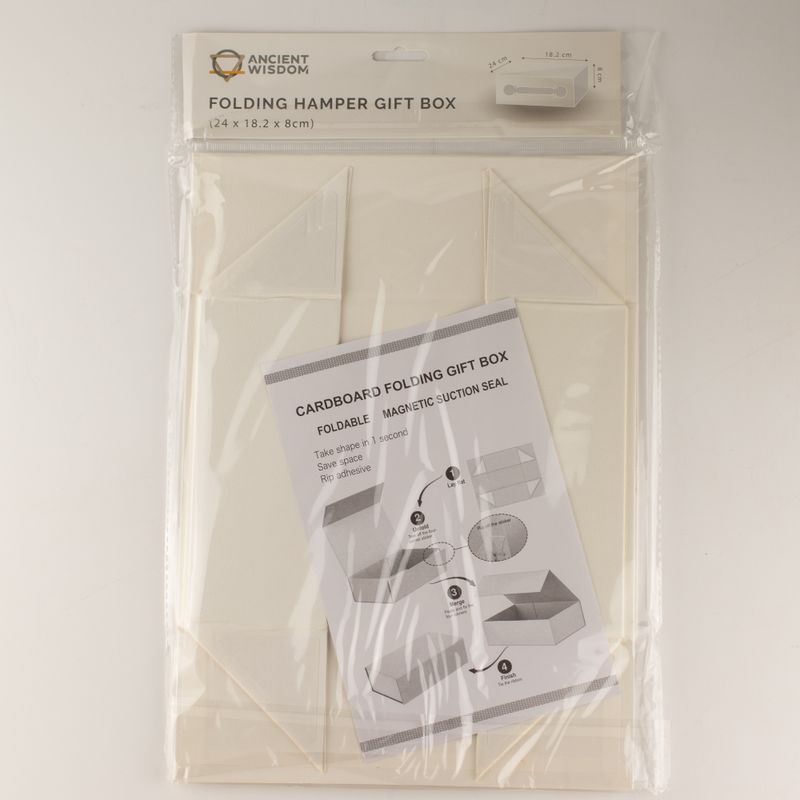 Plattförpackad presentask - Med presentkorg  (24x18.2x8cm) - Vit