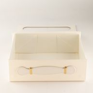 Plattförpackad presentask - Med presentkorg  (24x18.2x8cm) - Vit
