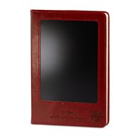 Avsiktsanteckningsbok - LCD-rengöringsskärm - Röd läderimitation - Mässingsblad - 80 blad