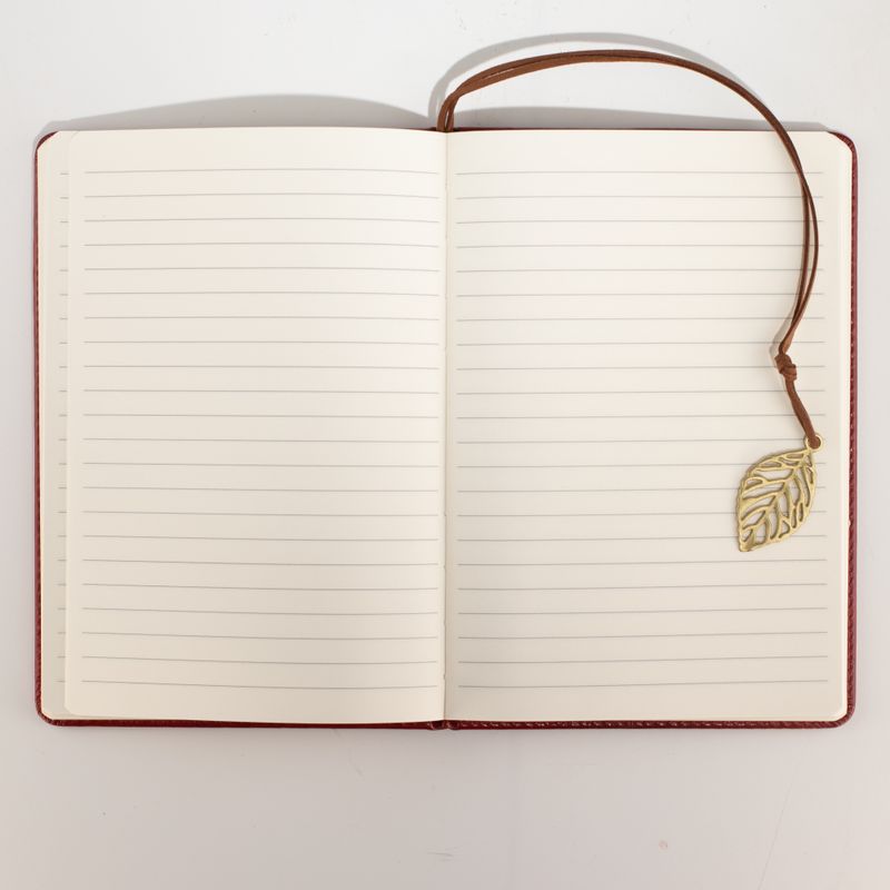 Avsiktsanteckningsbok - LCD-rengöringsskärm - Röd läderimitation - Mässingsblad - 80 blad
