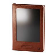Intentionanteckningsbok - LCD Wipe Screen - Brunt läderutseende - Messingblad - 80 blad
