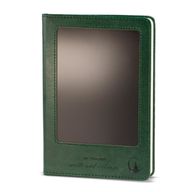 Avsiktsanteckningsbok - LCD-rengöringsduk för skärm - Grön läderimitation - Mässingsblad - 80 blad