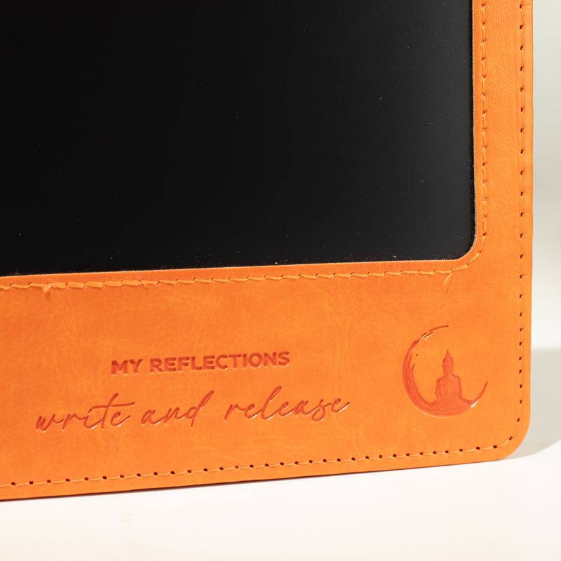 A5 Avsiktsanteckningsbok - LCD-rengörbar skärm - orange läderlook - 80 blad
