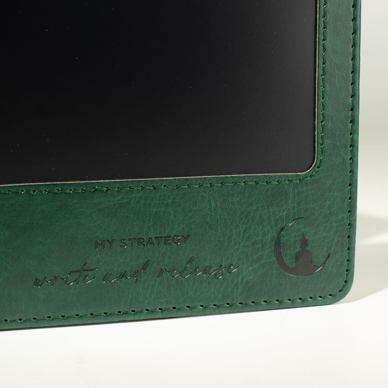 A5 Avsiktsanteckningsbok - LCD avtorkningsskärm - Grön läderlook - 80 blad