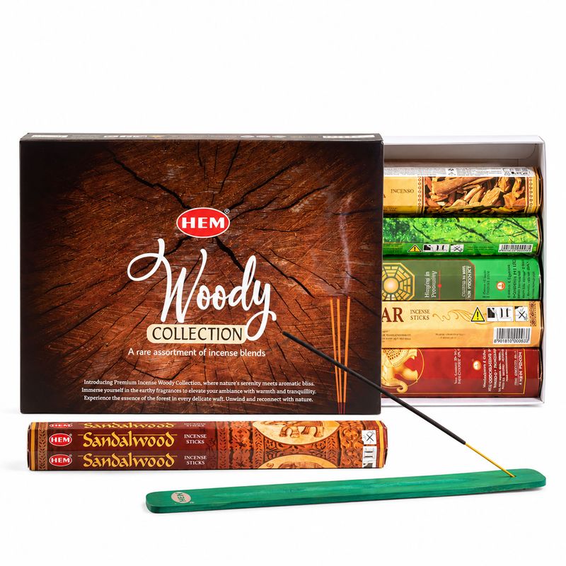 HEM sexkantig rökelse – Trädoftkollektion & aska-fångare (assorterat paket 6)