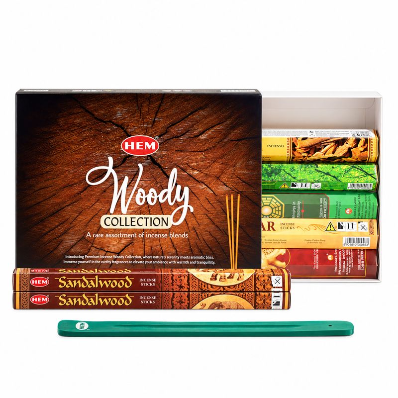 HEM sexkantig rökelse – Trädoftkollektion & aska-fångare (assorterat paket 6)