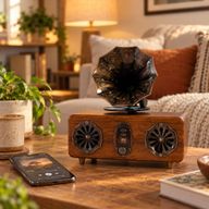 Retro Mini Dubbel Grammofonhögtalare - Bluetooth - 5,4 watt x 2