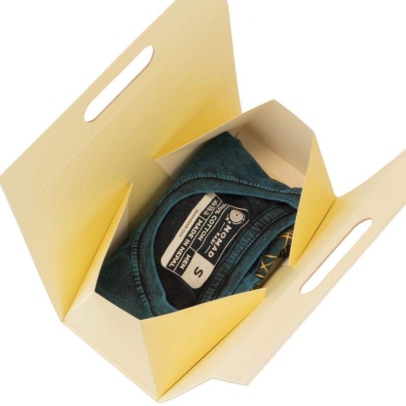 Plattförpackad presentförpackning - handlåda  (20x10x20 cm) - Elfenben