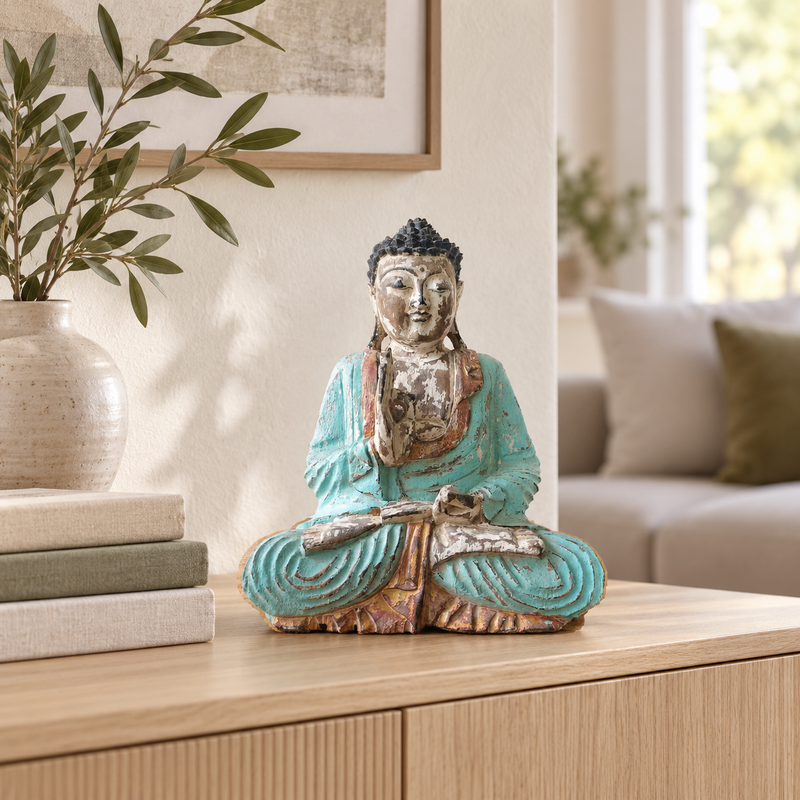 Vintage Mint Handhuggen Buddha-staty - 30 cm - Undervisningsöverföring