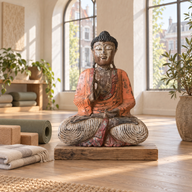 Vintage orange handhuggen Buddha-statyn - 60 cm - undervisningens överföring
