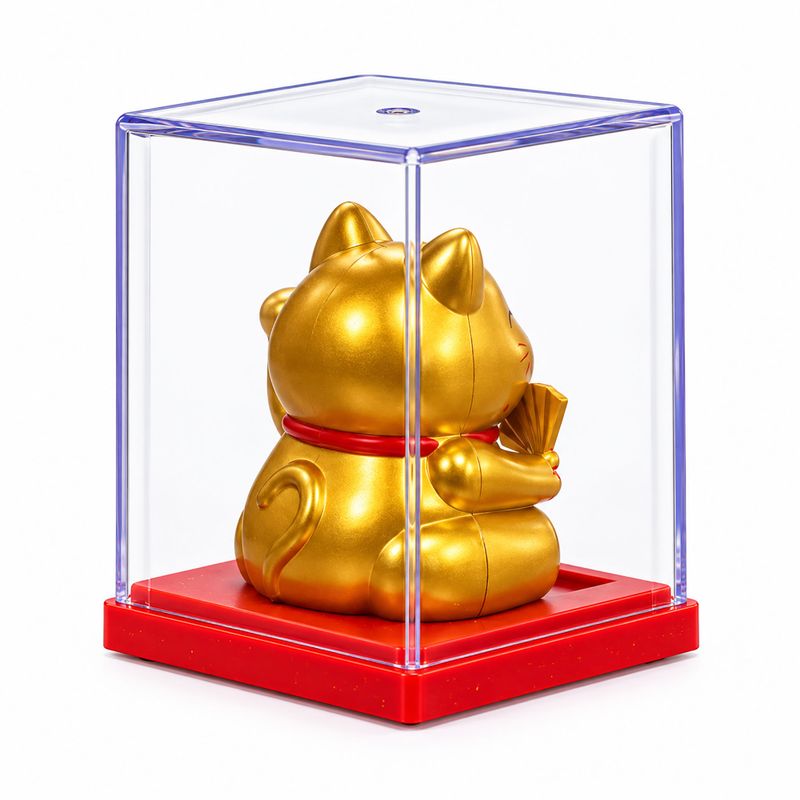 Mini solcellsdriven pengkatt i låda - Guld