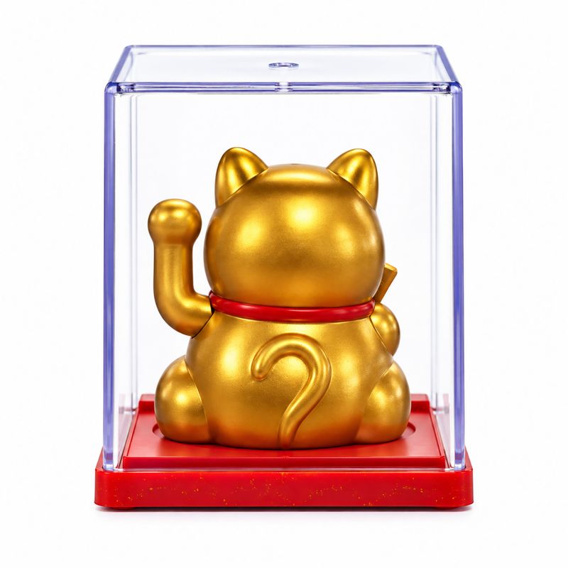 Mini solcellsdriven pengkatt i låda - Guld
