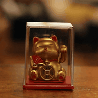Mini solcellsdriven pengkatt i låda - Guld