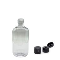 250ml Boston-flaska i klar plast med fliptop-kork 28mm