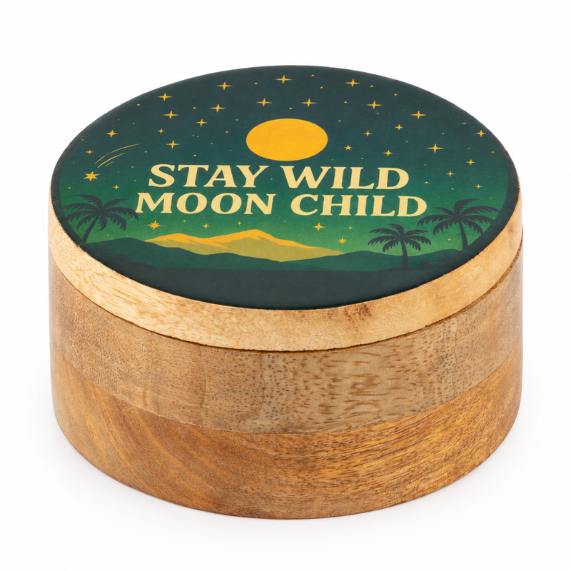 Rund emaljerad ask - Stay Wild Moon Child
