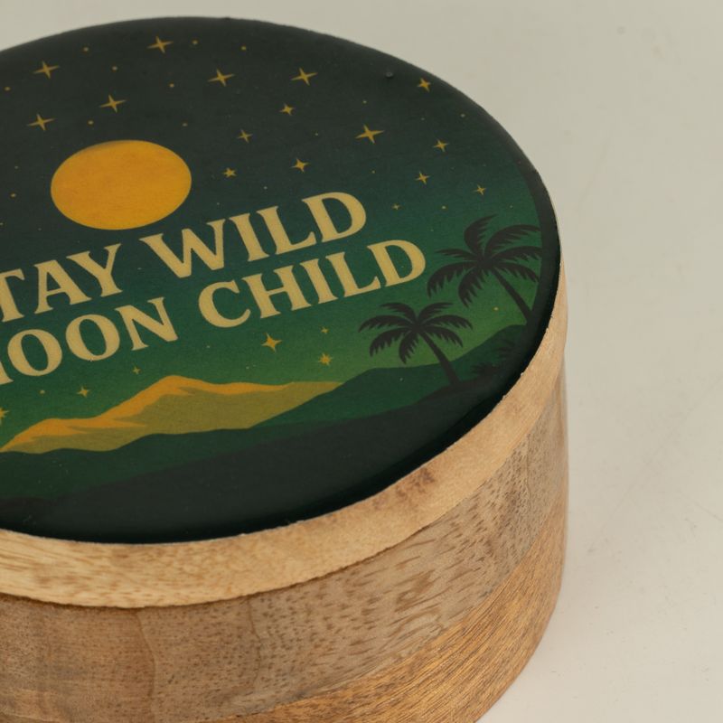 Rund emaljerad ask - Stay Wild Moon Child