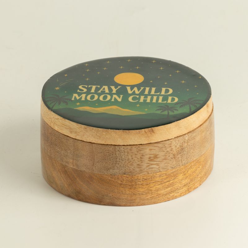 Rund emaljerad ask - Stay Wild Moon Child