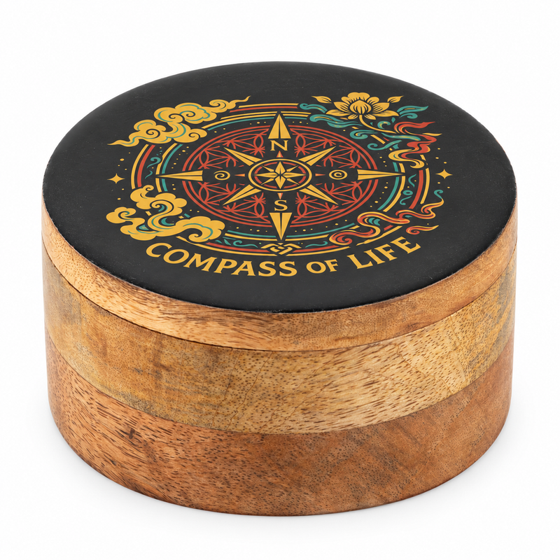 Rund emaljerad ask - Compass of Life