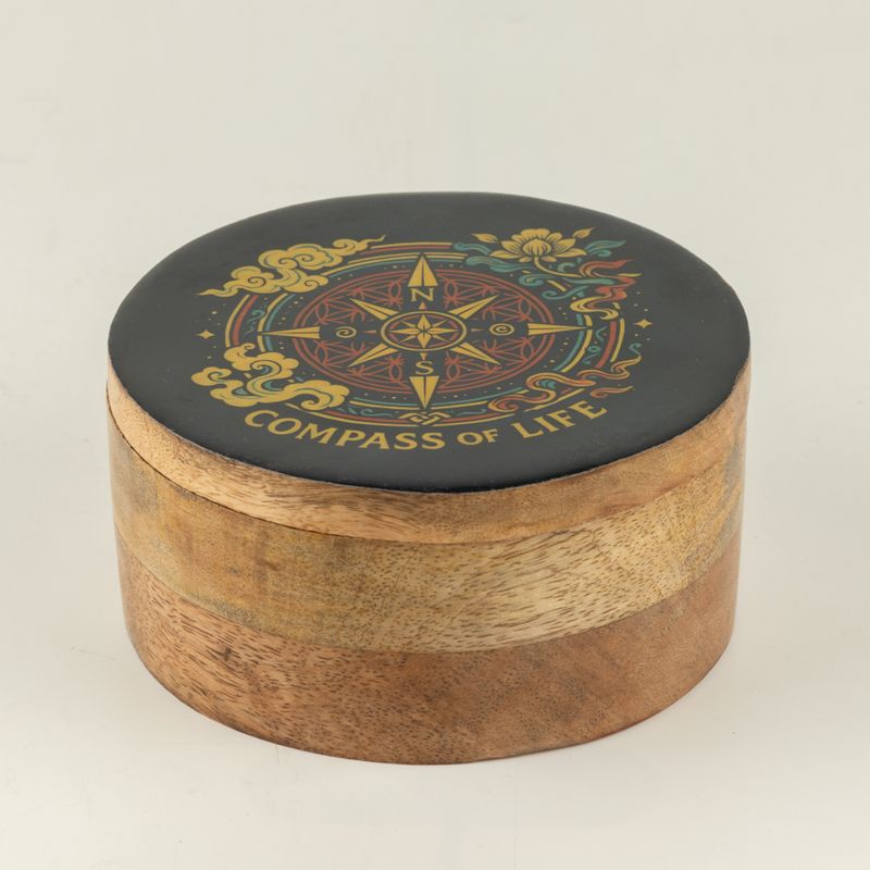 Rund emaljerad ask - Compass of Life