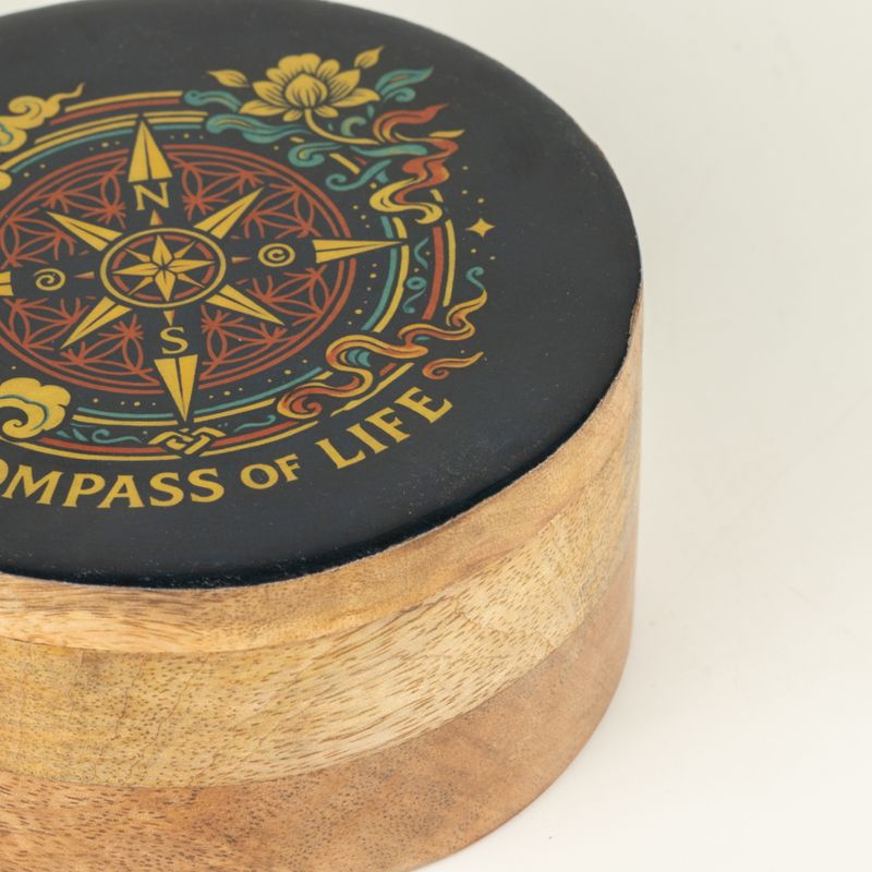 Rund emaljerad ask - Compass of Life