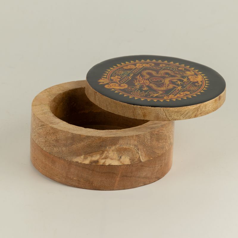 Rund emaljerad ask - Dragon Yin Yang