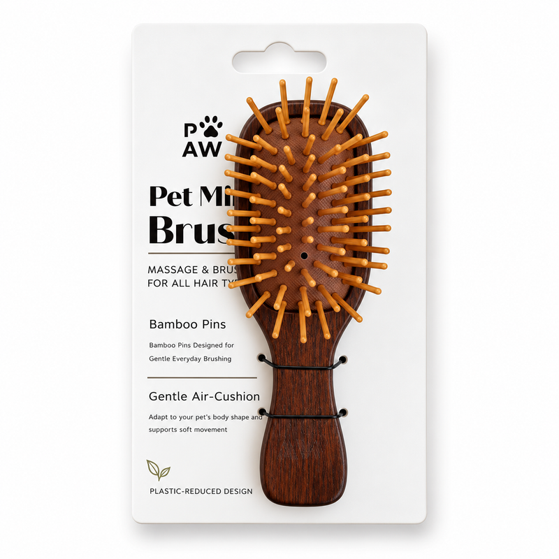PAW Grooming Tools - Miniborste & Massage - Bambupinnar