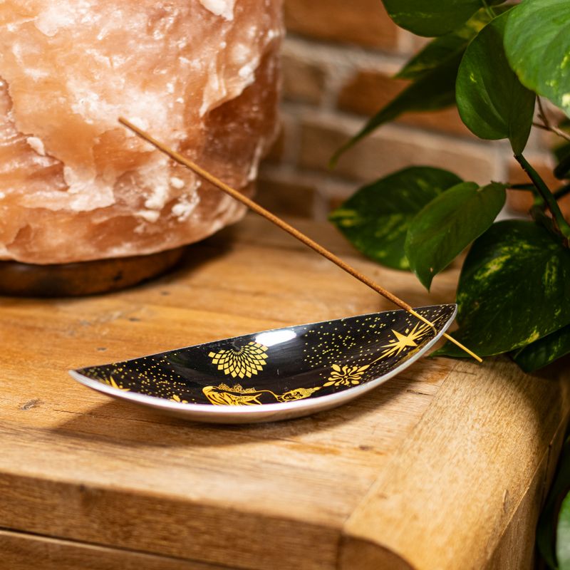 Rökelseskål i Emalj - Aluminium - Guld & Svart Buddha