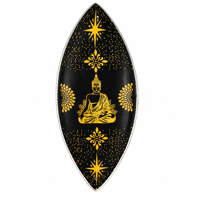 Rökelseskål i Emalj - Aluminium - Guld & Svart Buddha
