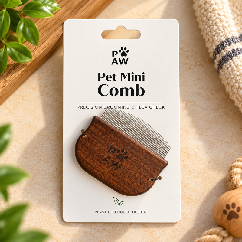 PAW Grooming Tools - Mini-kam för loppkontroll och känsliga områden - Valnöt