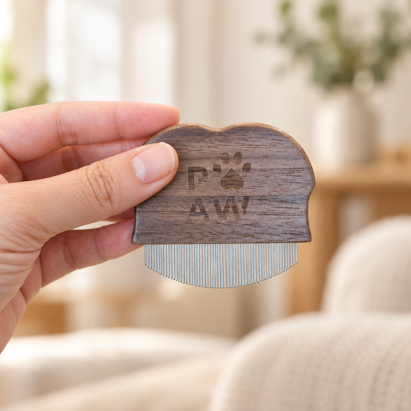 PAW Grooming Tools - Mini-kam för loppkontroll och känsliga områden - Valnöt