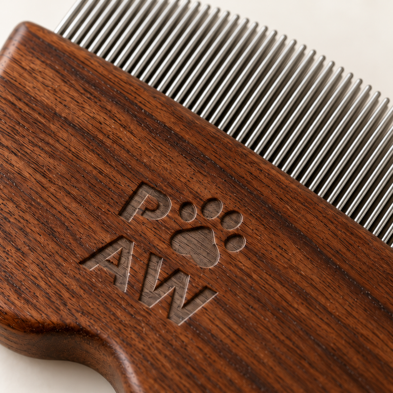 PAW Grooming Tools - Mini-kam för loppkontroll och känsliga områden - Valnöt