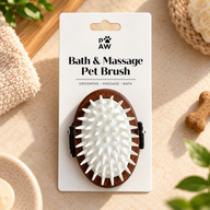 PAW Groomingsverktyg - Skrubb- och mjuk gummimassage - Valnöt