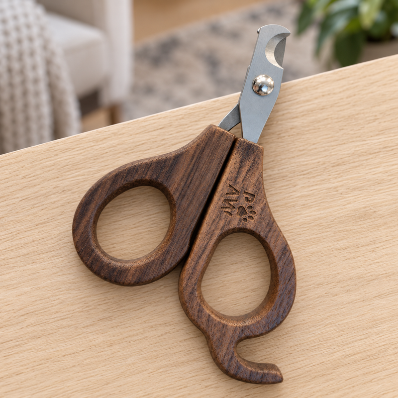PAW Grooming Tools - Halvcirkelformad Klotång - Valnöt - Rostfritt Stål (304)