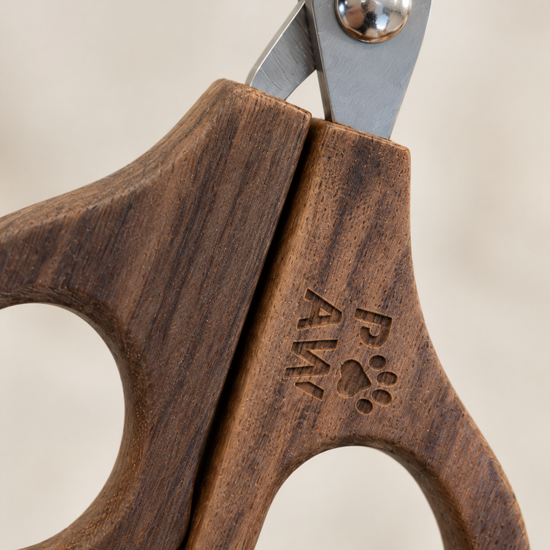 PAW Grooming Tools - Halvcirkelformad Klotång - Valnöt - Rostfritt Stål (304)