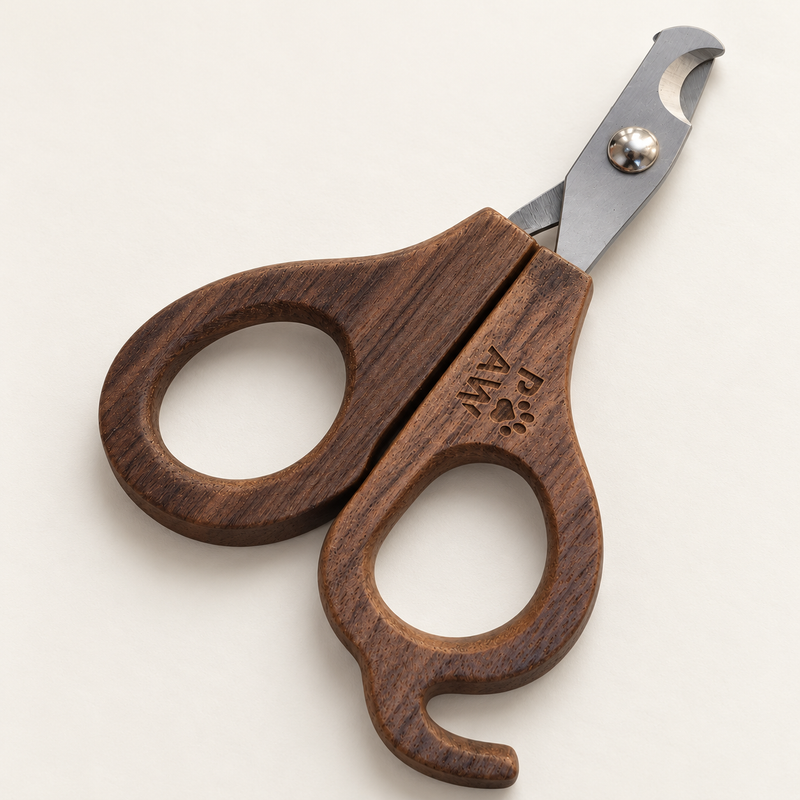 PAW Grooming Tools - Halvcirkelformad Klotång - Valnöt - Rostfritt Stål (304)