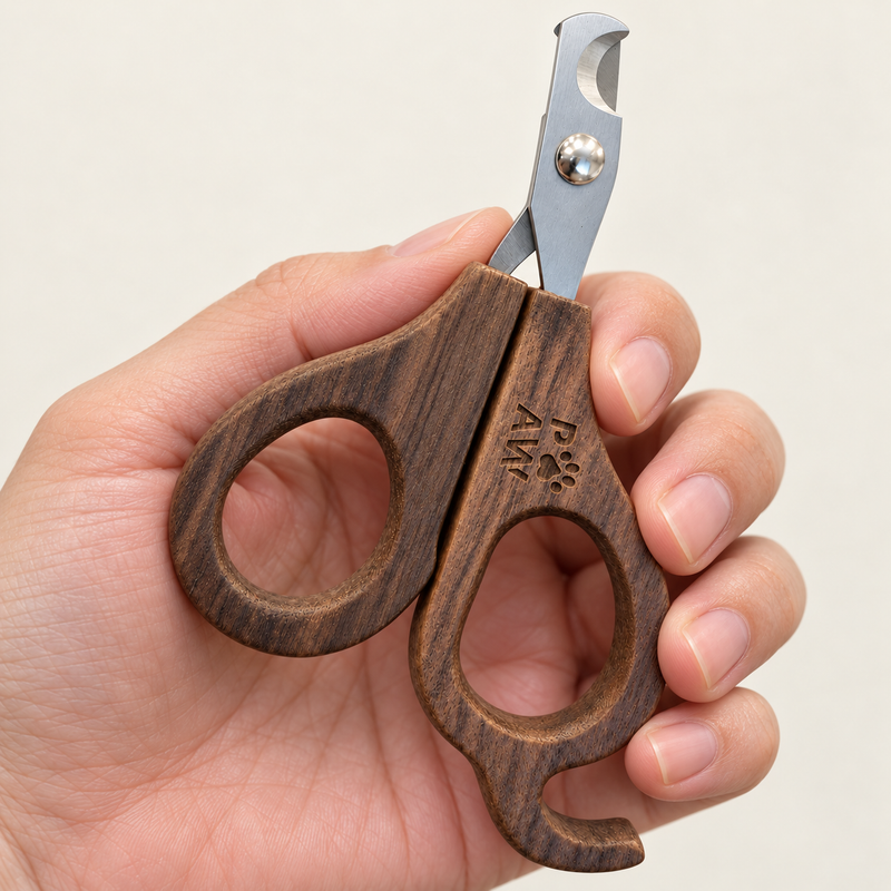 PAW Grooming Tools - Halvcirkelformad Klotång - Valnöt - Rostfritt Stål (304)