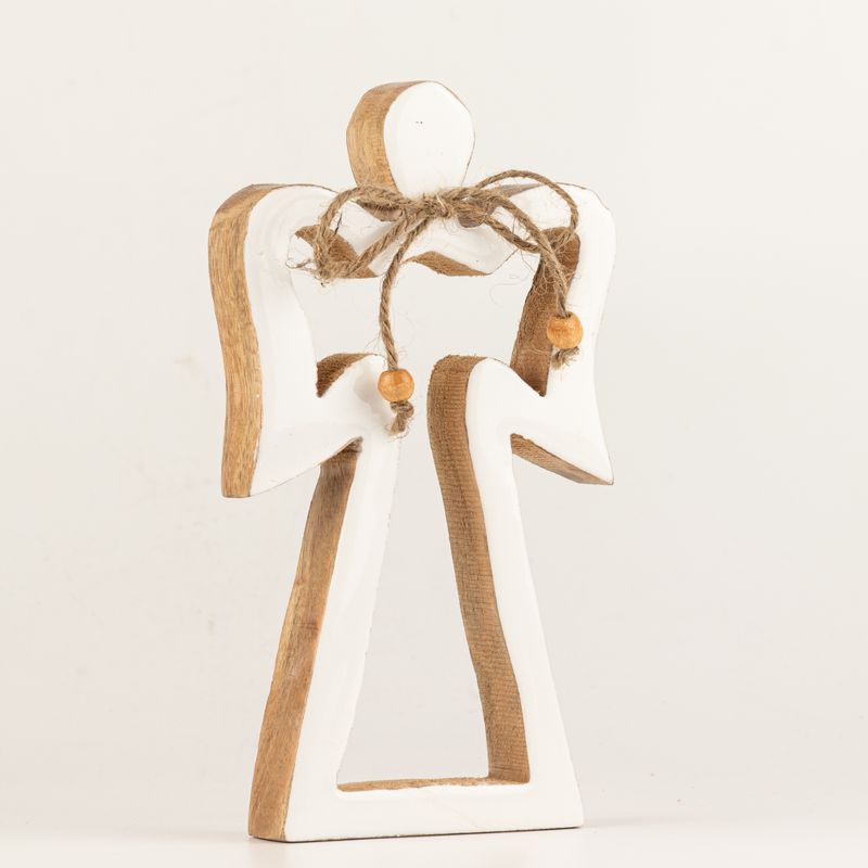 Med Mango Wood Halo Angel - Vit Emalj