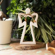 Med Mango Wood Halo Angel - Vit Emalj