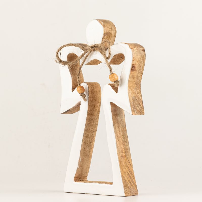 Med Mango Wood Halo Angel - Vit Emalj