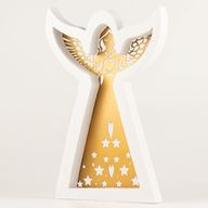 Ängel i Mangoträ - Vitkalkad med Utskuren Järndekor - 39cm