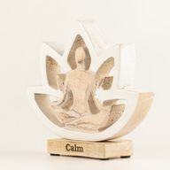 Yoga-figur i trä - Lotusblomma - Gräddvit - Calm