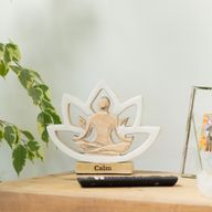 Yoga-figur i trä - Lotusblomma - Gräddvit - Calm