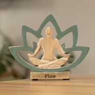 Yoga-figur i trä - Lotusblomma - Turkos - Flow