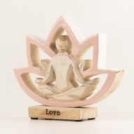 Yoga-figur i trä - Lotusblomma - Dammig rosa - Kärlek