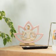 Yoga-figur i trä - Lotusblomma - Dammig rosa - Kärlek