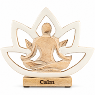 Yoga-figur i trä - Lotusblomma - Gräddvit - Calm