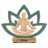 Yoga-figur i trä - Lotusblomma - Turkos - Flow