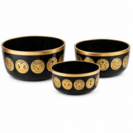 Svarta Zodiak-skålar - Set om 3 - 15 cm, 19 cm, 20 cm