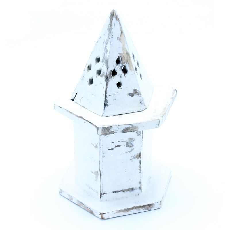 Vittvättad Rökelsehållare - Pyramid Mini-hus