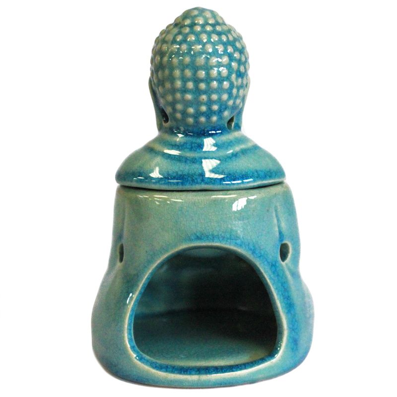 Sittande Buddha Oljebrännare - Blå